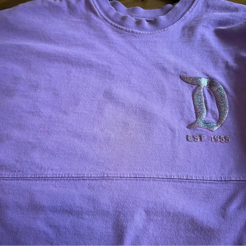 Disney Spirit Jersey Purple Glitter Disneyland Resort S Flawed Oversized - Picture 5 of 13